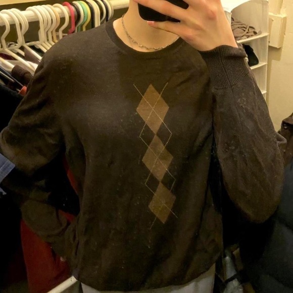 eddie bauer argyle brown sweater - Picture 1 of 4